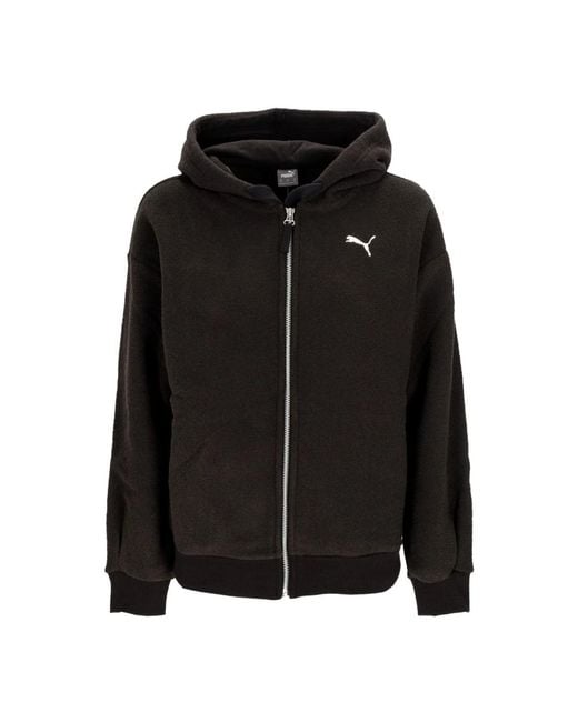 PUMA Hoodies & Sweatvesten ,Zwart ,Polyester Chenille Full-Zip Winter Hoodie Zwart in het Black