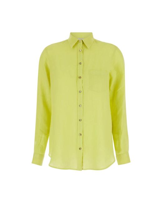 Camisa amarilla de lino Antonelli de color Green