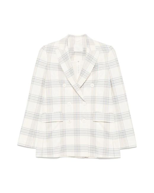 Circolo 1901 Jassen ,Veelkleurig ,Heldere Blauwe Double-Breasted Jas in het White