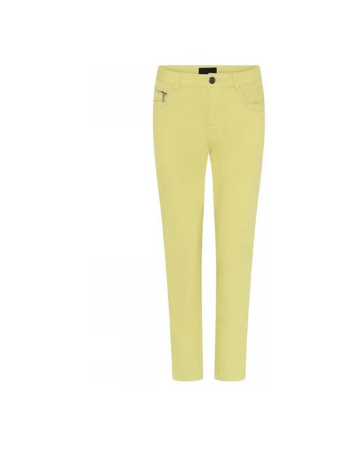 Cro Broeken ,Geel ,Katoen Lime Suzanne Broek Met Rits Detail in het Yellow