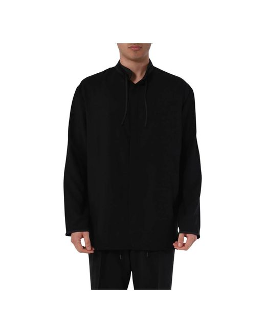 Camicia coreana in satin oversize di Roberto Collina in Black da Uomo