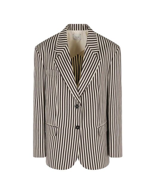Alysi Jassen ,Bruin ,Blazer Visco Stripes Monopetto in het Brown