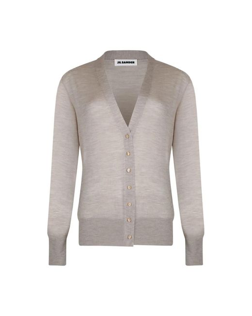 Jil Sander Truien & Vesten ,Grijs ,Wol Asymmetrische Mesh in het Gray