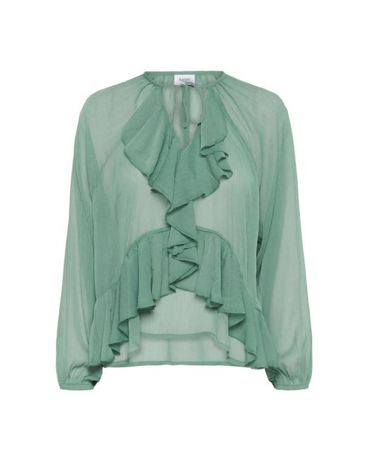Saint Tropez Overhemden ,Groen ,Jacelyn Sz Blouse in het Green