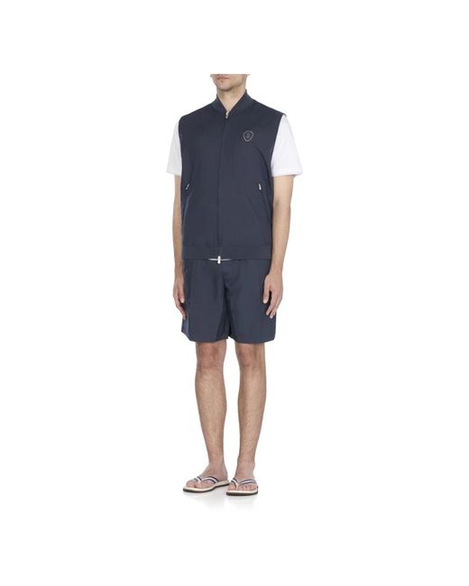 Brunello Cucinelli Jassen ,Blauw ,Blauw Mouwloos Jack Met Ritssluiting Aan De Voorkant in het Blue voor heren