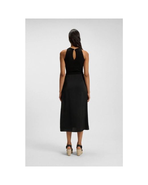 Boss Kleedjes ,Zwart ,Elegante Mouwloze Jurk in het Black