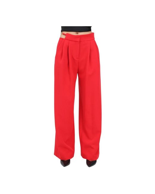 Just Cavalli Elegante Rode Flared Broek Met Uitsnede