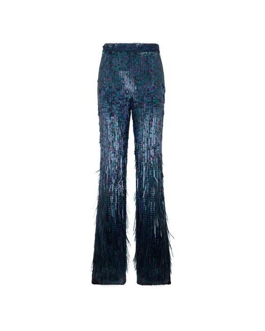 Alberta Ferretti Broek Met Wijde Pijpen En Pailletten in het Blue