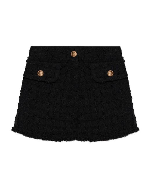 Versace Korte Broeken ,Zwart ,Tweed Tweed Shorts in het Black