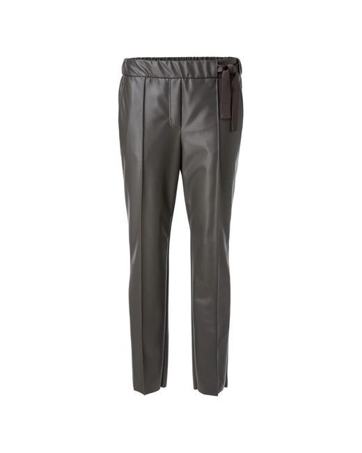 Marc Cain Gray Leather Trousers