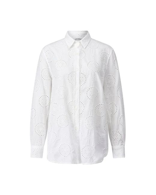 Caliban Overhemden ,Wit ,Katoen Elegante Eyelet Blouse in het White