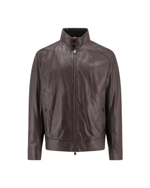 Boss Gray Leather Jackets for men