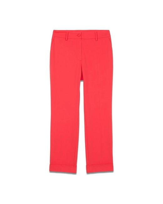 Oltre Broeken ,Rood ,Polyester Cigarette Broek Van Crêpe Stof in het Red