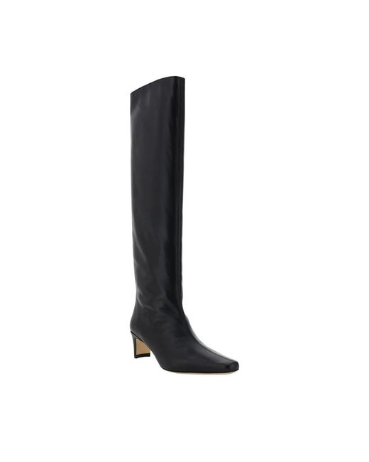 Staud Black Lederstiefel Mit Geometrischem Absatz