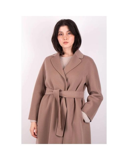 Max Mara Kameel Midimantel Esturia in het Brown