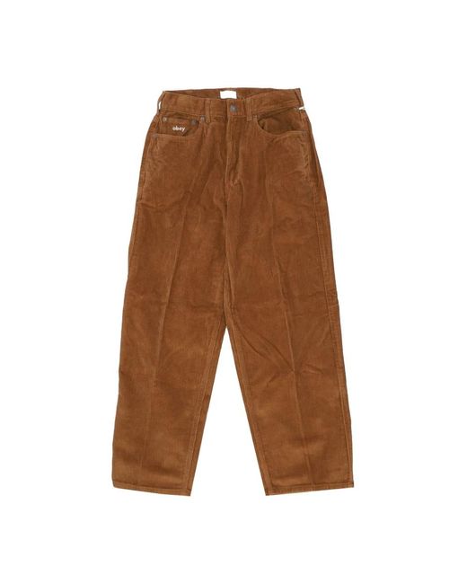 Obey Brown Straight Trousers for men