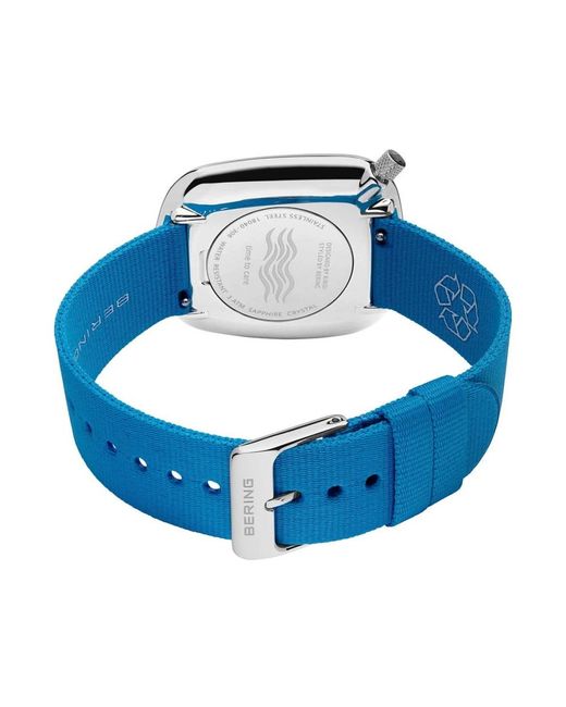 Bering Accessoires ,Blauw ,Horloge Ocean Pebble Met Gerecycled Oceaanplastic Blauw 18040-308 in het Blue