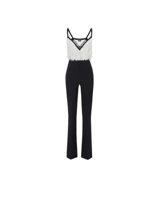 Elisabetta Franchi Black Paillettenverzierter jumpsuit aus krepp