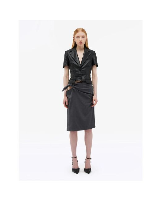 REMAIN Birger Christensen Gray Asymmetrischer Knotendetail Midi-Rock