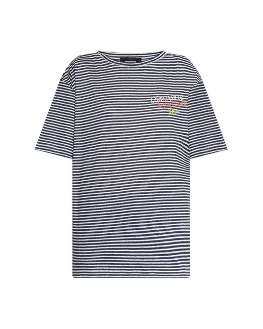 DSquared² Tops ,Blauw ,Linnen T-Shirt Capsule Summer Lovers in het Blue