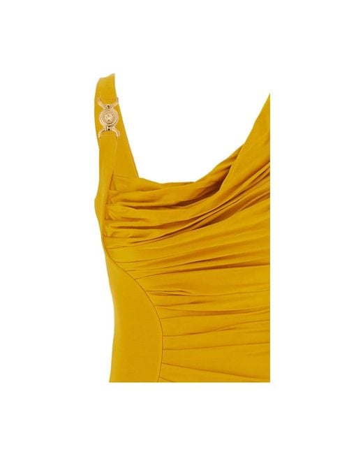 Versace Yellow Liquid Jersey Gown Kleid