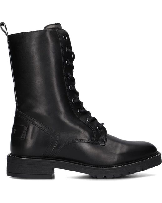 Notre-v Black Schwarze Leder Schnürstiefel