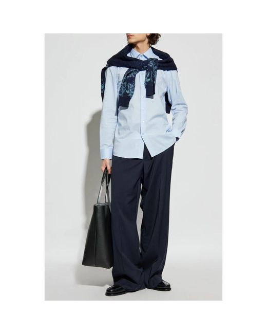 Etro Overhemden ,Blauw ,Katoen Overhemd Met Geborduurd Logo in het Blue voor heren