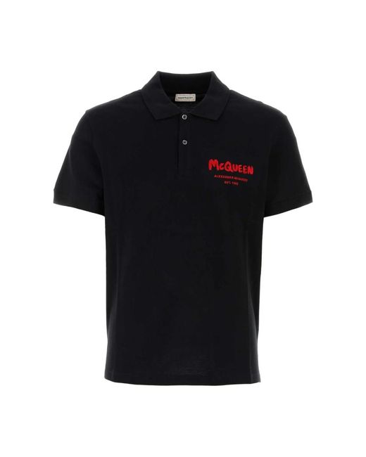 Alexander McQueen Schwarzes piquet polo shirt in Black für Herren