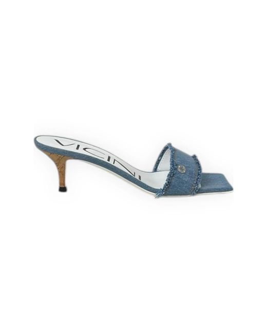 Vicini Blue Heeled Mules