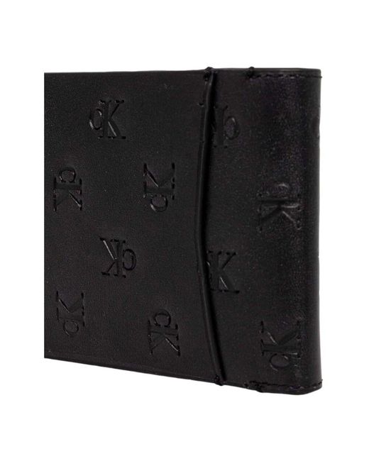 Calvin Klein Geprägte leder-bifold-brieftasche in Black für Herren