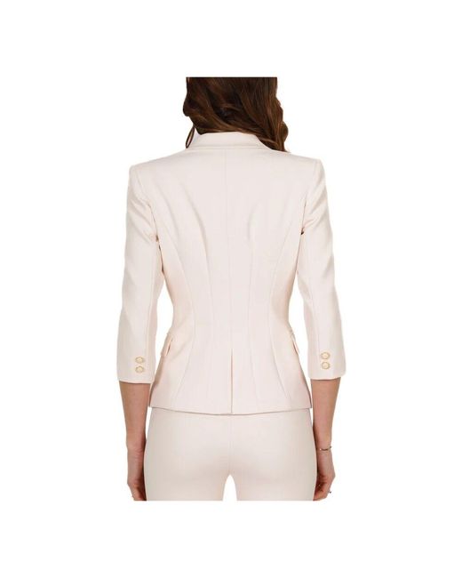 Elisabetta Franchi White Doppelreihiger blazer aus doppelkrepp