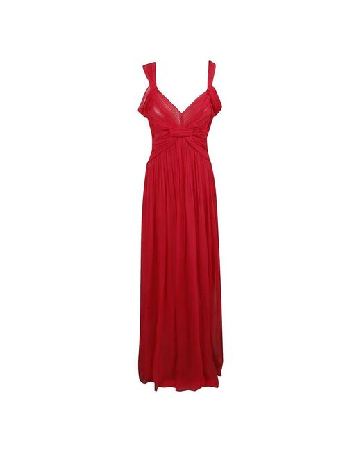 Alberta Ferretti Red Seidenchiffon Maxikleid