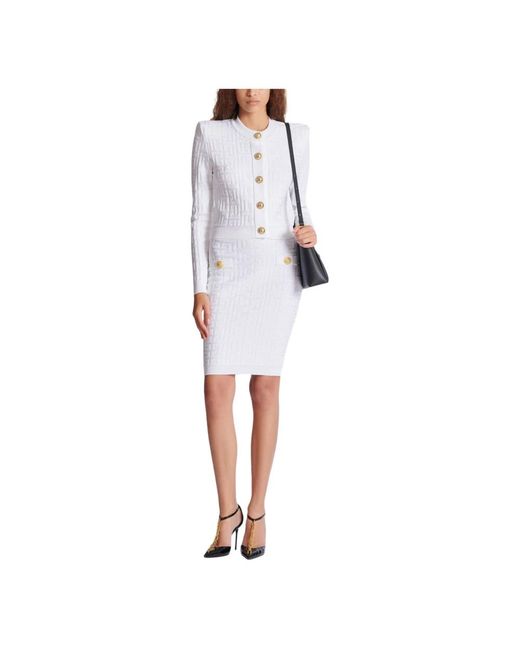 Balmain White Monogram Strickjacke