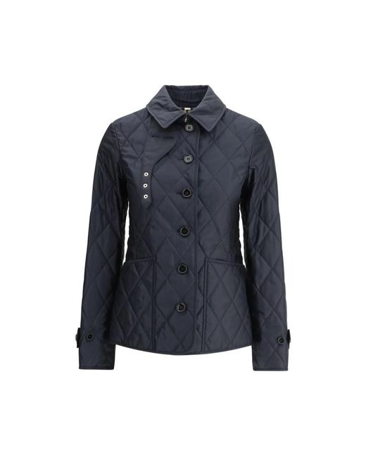 Burberry Blue Gesteppete Fernleigh Jacke Mit Klassischem Kragen