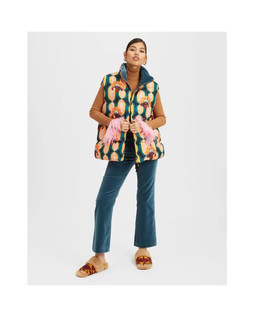LaDoubleJ Jassen ,Veelkleurig ,Polyester Omkeerbaar Puffer Vest in het Green
