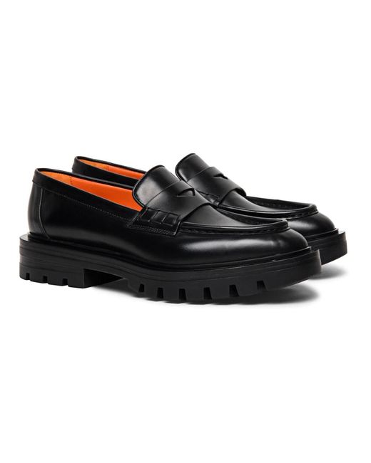 Santoni Black Loafers