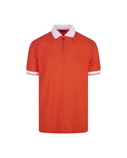 Kiton Oranges Poloshirt Mit Reißverschluss in Red für Herren