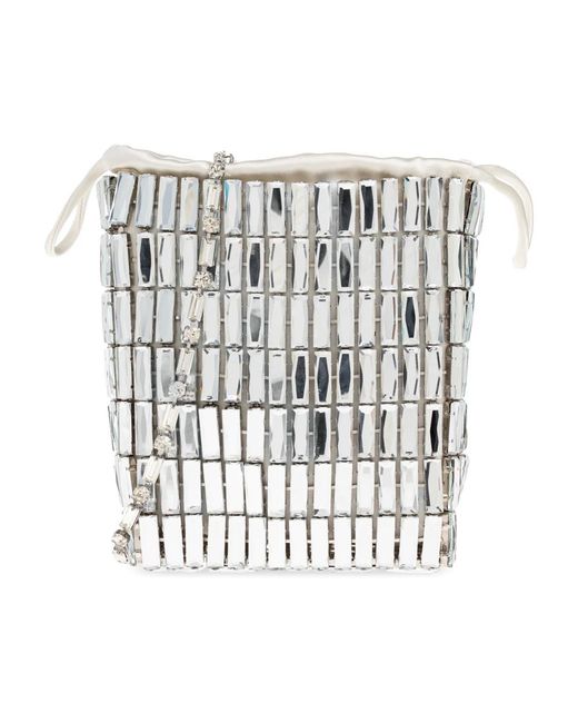 Self-Portrait White Schultertasche Mit Schimmernden Kristallen