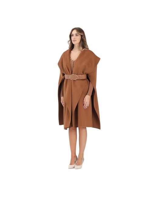 Elisabetta Franchi Brown Belted Coats