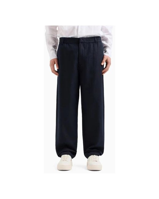 Armani Exchange Blue Straight Trousers for men