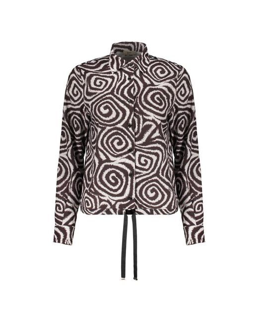 Herno Overhemden ,Bruin ,Polyester Shirt Met Jacquardpatroon in het Black