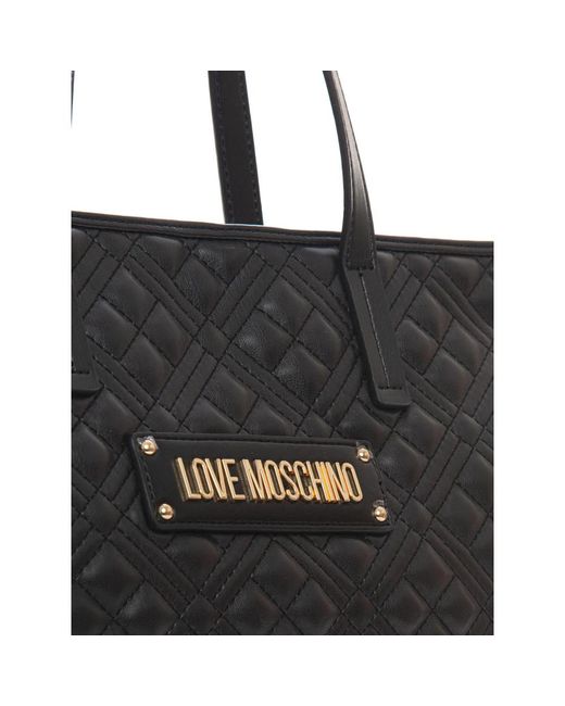 Love Moschino Black Gepolsterte shopper-tasche mit logo