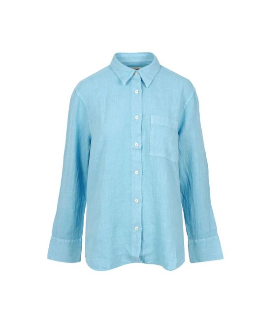 Lino colletto camicia azzurro chiaro di Roy Rogers in Blue