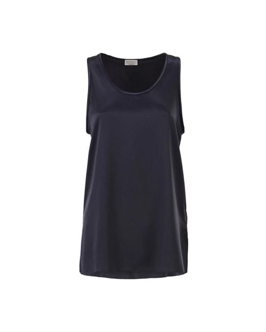 Brunello Cucinelli Blue Sleeveless Tops
