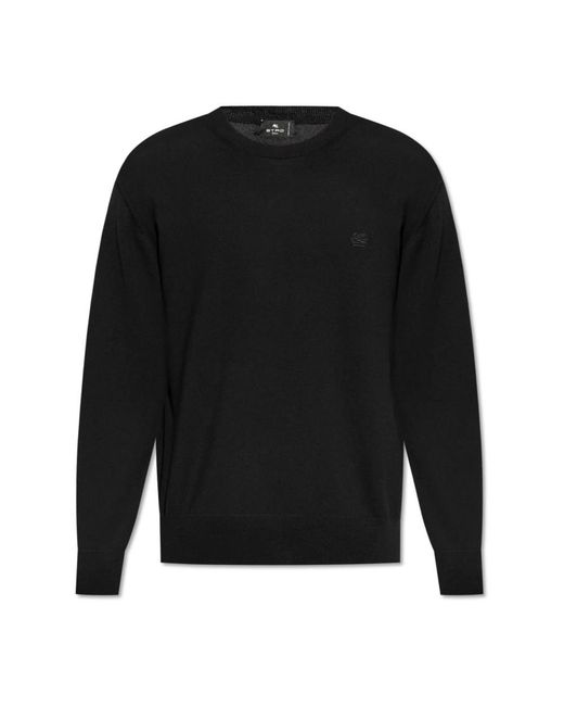 Etro Black Round-Neck Knitwear for men