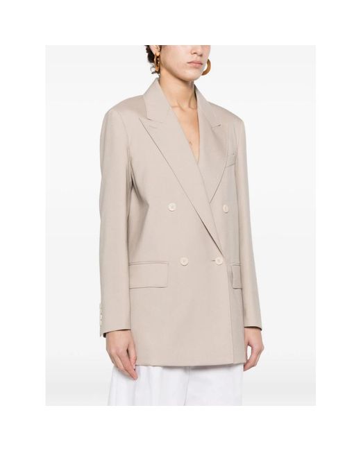 Max Mara Mxm Mitico Double-Breasted Blazer in het Natural