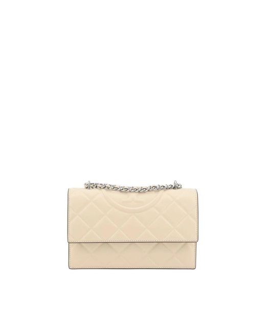 Tory Burch Natural Mini Leder Schultertasche Mit Kette