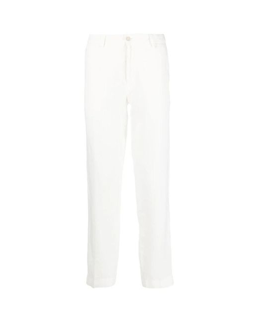 120% Lino White Straight Trousers