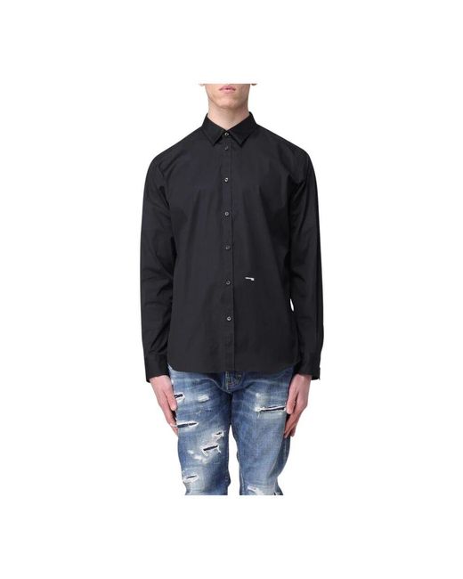 DSquared² Weißes Popeline-Hemd Stilvolle Herrenmode in Black für Herren