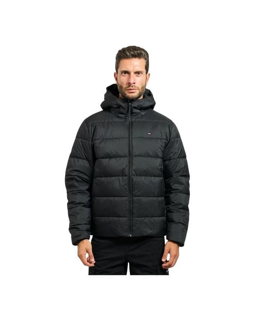 Tommy Hilfiger Schwarze Ripstop-Steppjacke Mit Kapuze in Black für Herren